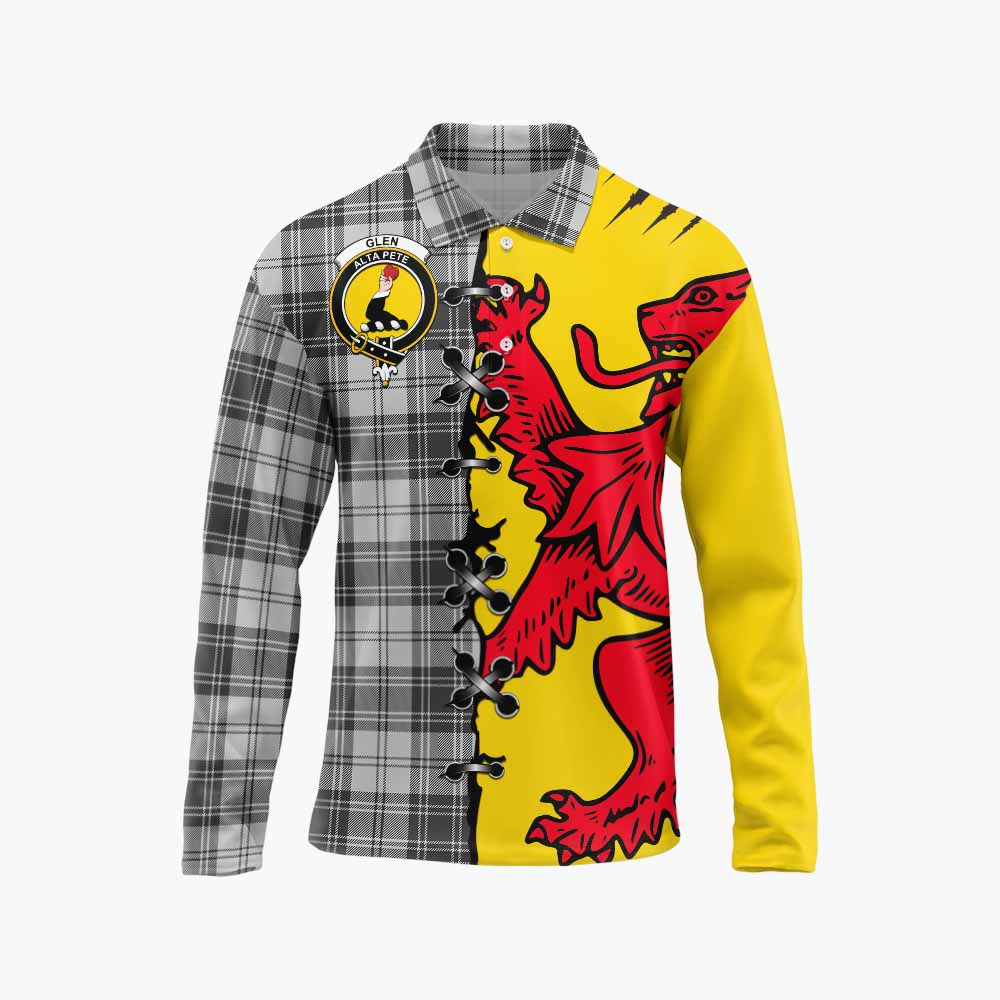 Glen Tartan Family Crest Long Sleeve Polo Shirt Lion Rampant Honor - Tartan Vibes Clothing