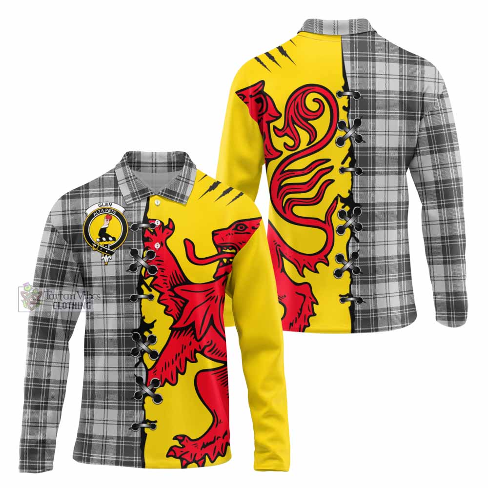 Glen Tartan Family Crest Long Sleeve Polo Shirt Lion Rampant Honor - Tartan Vibes Clothing