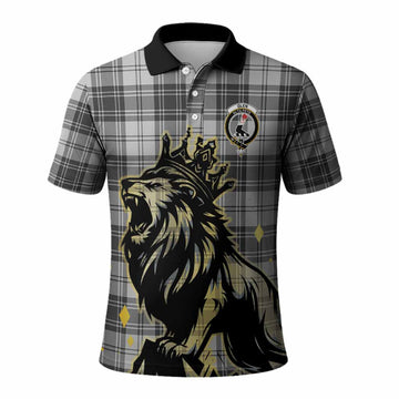 Glen Tartan Family Crest Polo Shirt Crowned Lion Roaring