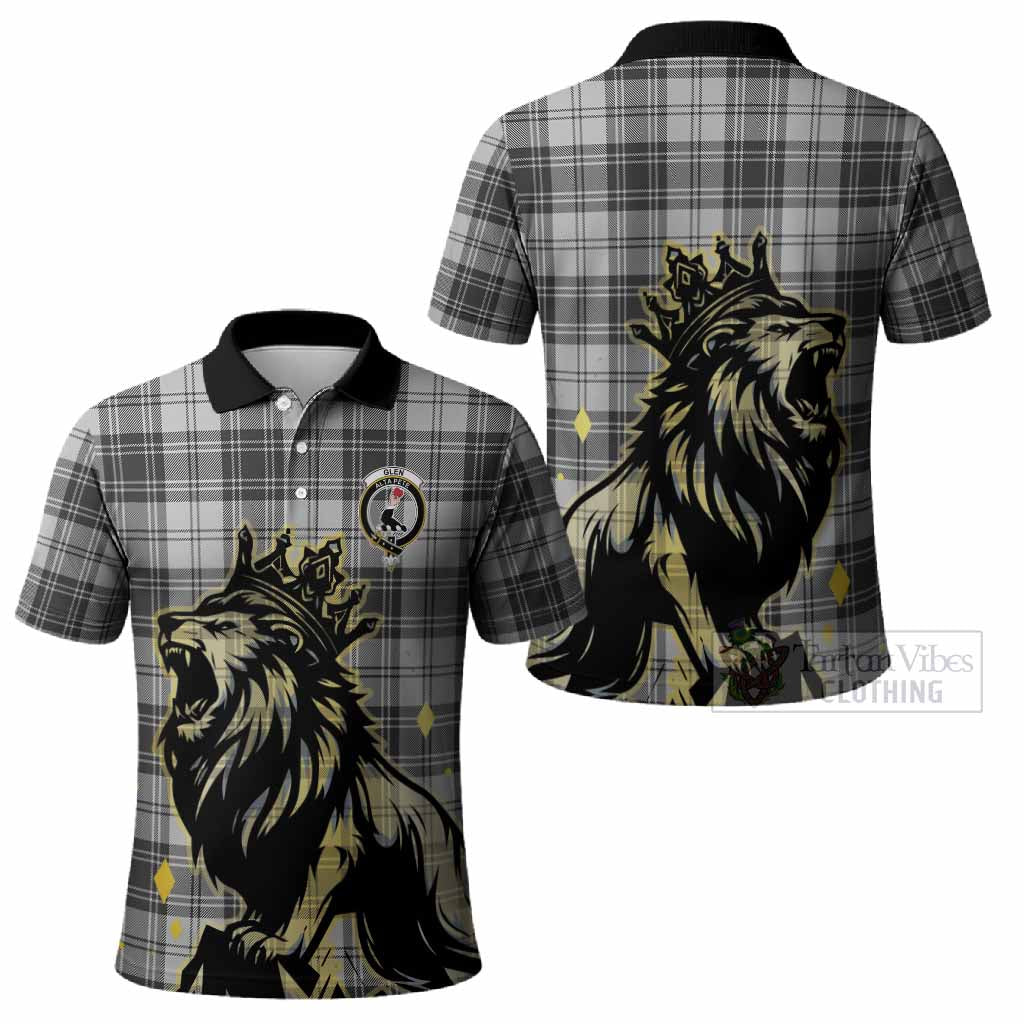 Glen Tartan Family Crest Polo Shirt Crowned Lion Roaring