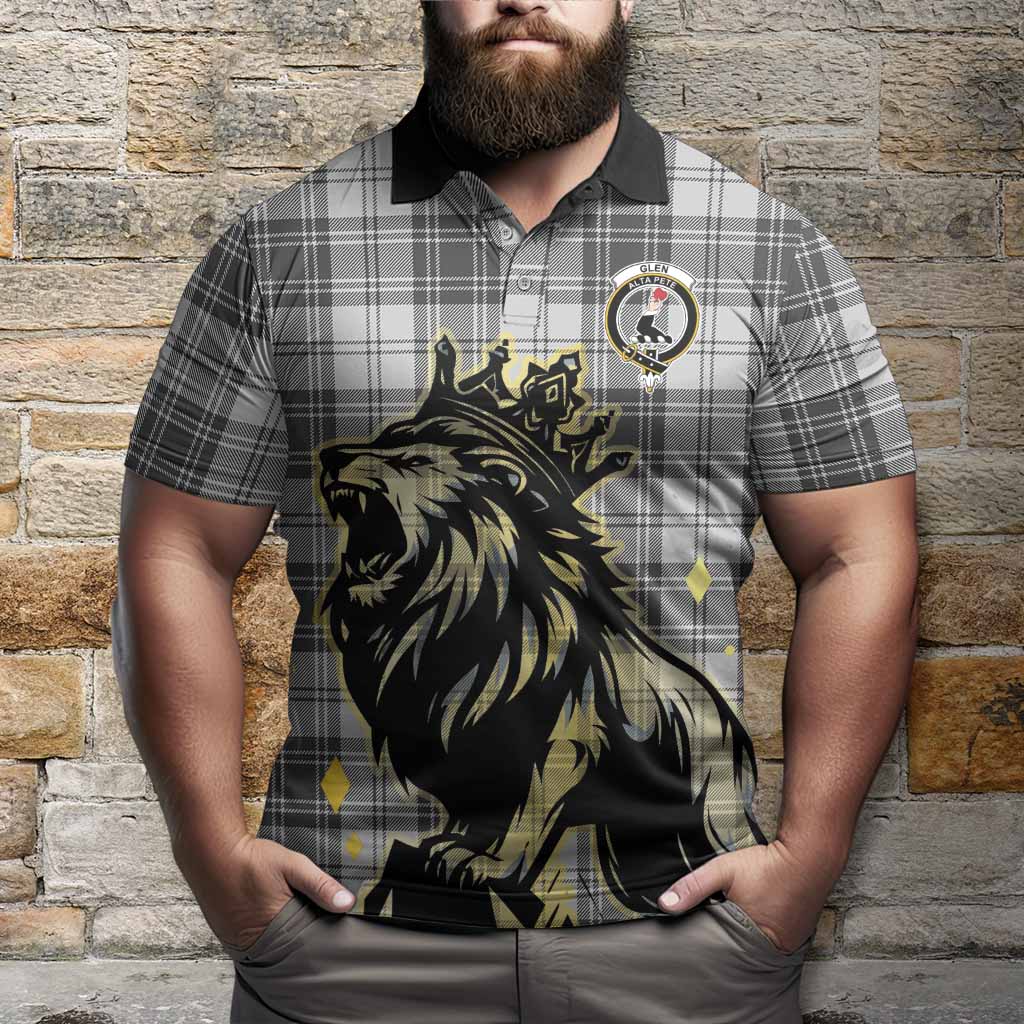 Glen Tartan Family Crest Polo Shirt Crowned Lion Roaring