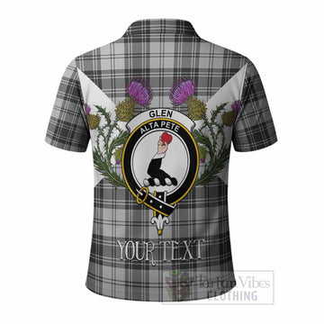 Glen Tartan Family Crest Polo Shirt Scottish Burns Night Thistle Floral