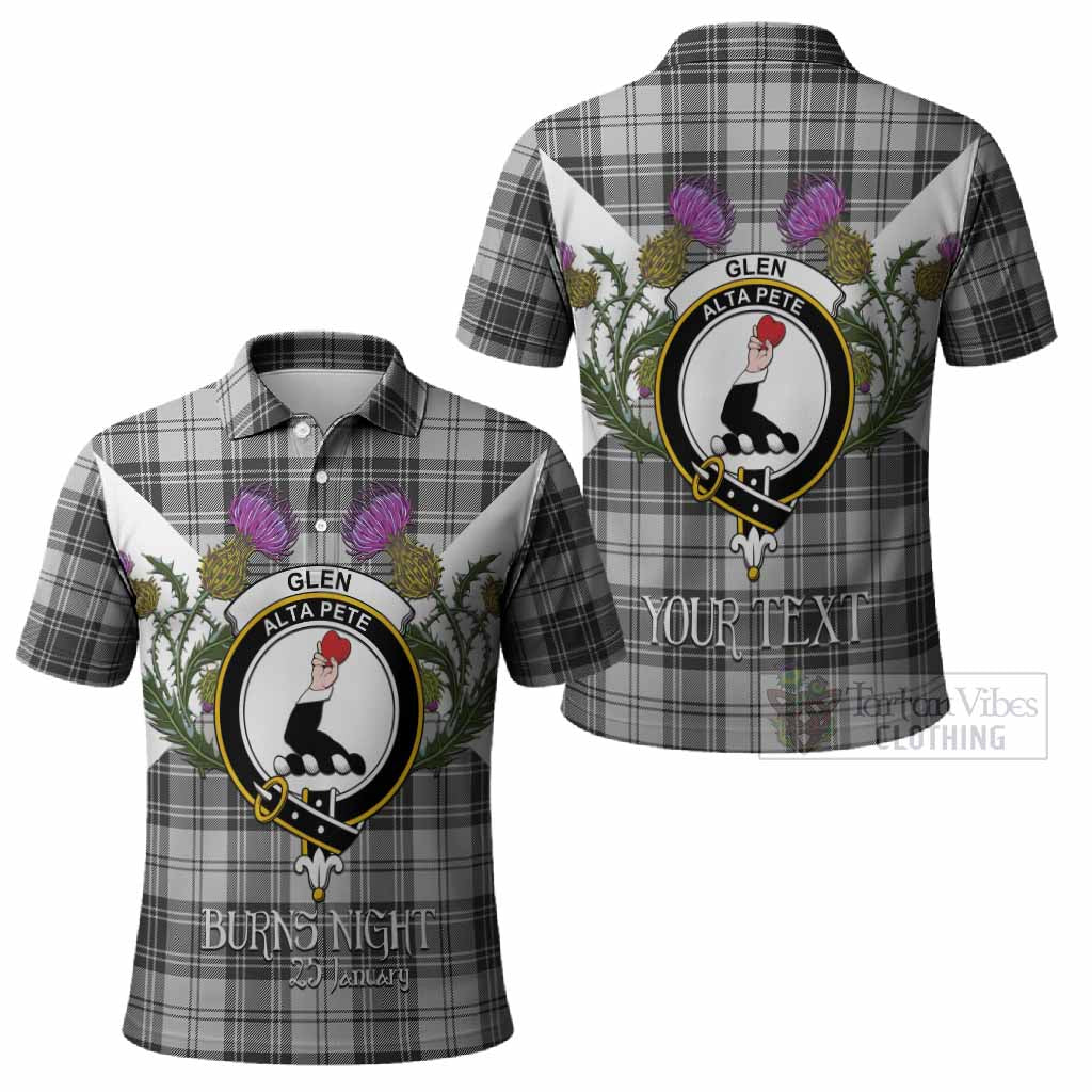 Glen Tartan Family Crest Polo Shirt Scottish Burns Night Thistle Floral
