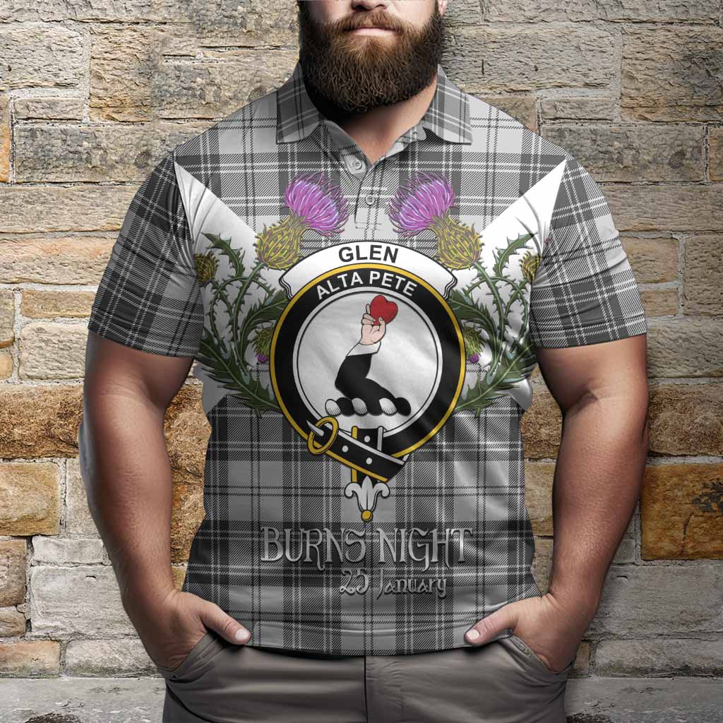 Glen Tartan Family Crest Polo Shirt Scottish Burns Night Thistle Floral