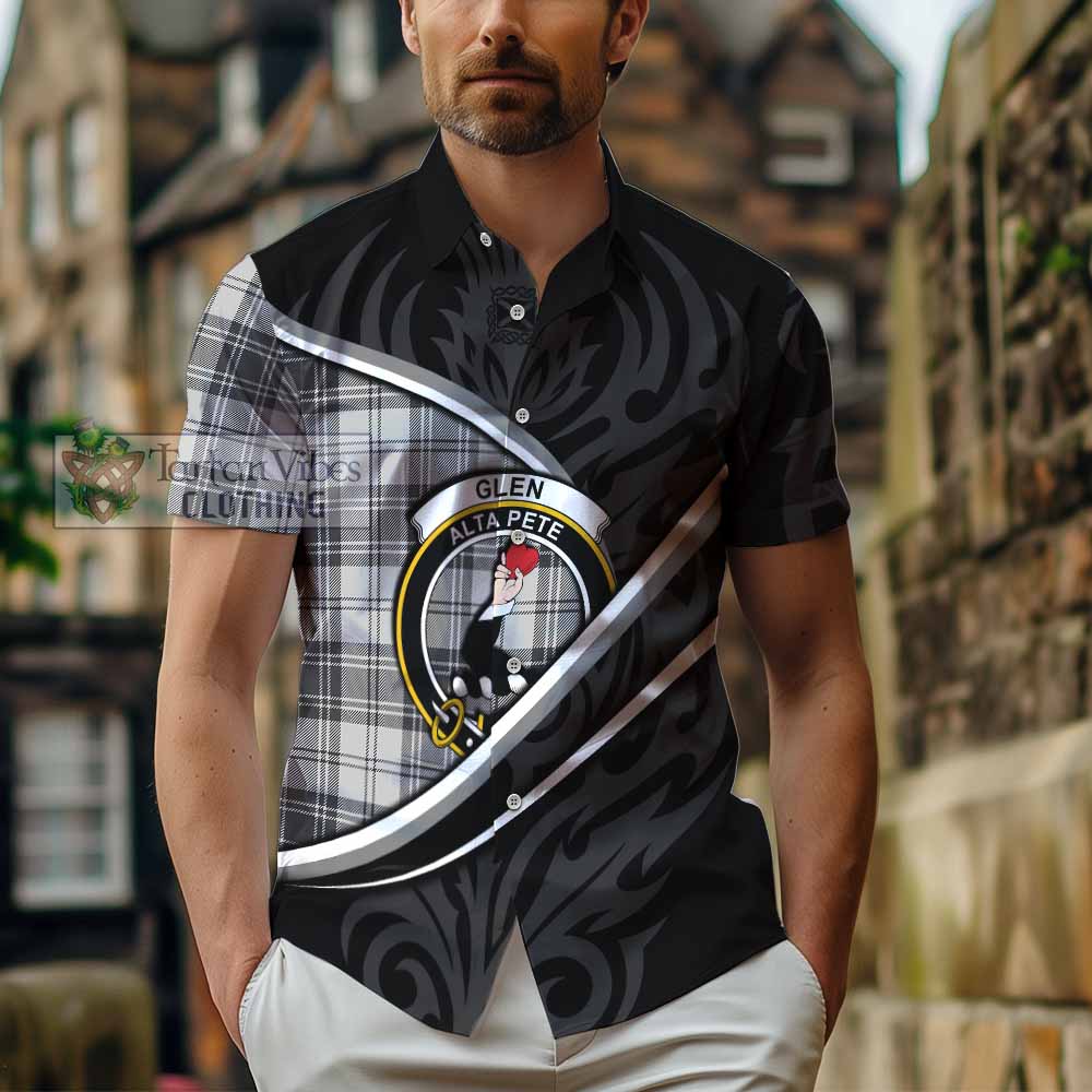 Glen Tartan Family Crest Short Sleeve Button Shirt Celtic Scottish Thistle Floral - Tartan Vibes Clothing