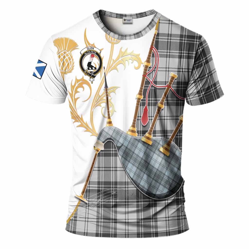 Glen Tartan Family Crest T-Shirt Bagpipes with Scottish Thistle