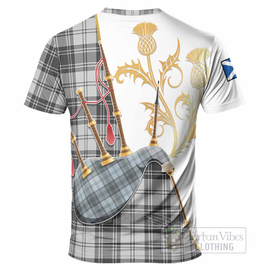 Glen Tartan Family Crest T-Shirt Bagpipes with Scottish Thistle