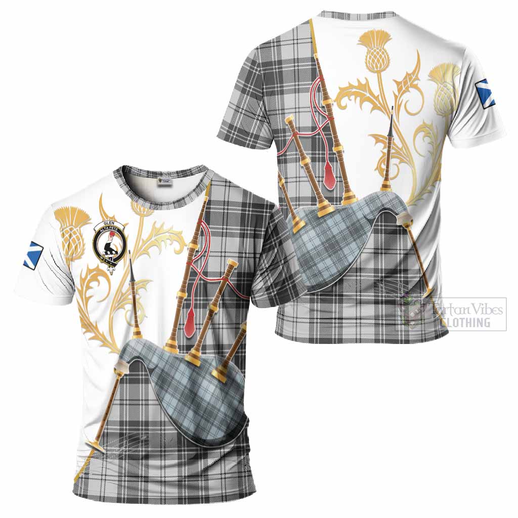 Glen Tartan Family Crest T-Shirt Bagpipes with Scottish Thistle