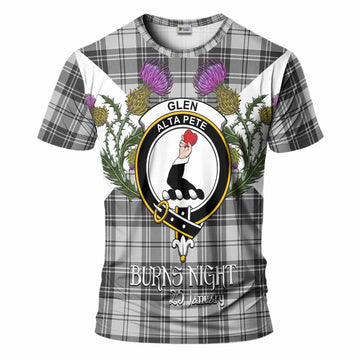 Glen Tartan Family Crest T-Shirt Scottish Burns Night Thistle Floral