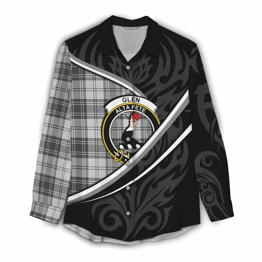 Glen Tartan Family Crest Women Casual Shirt Celtic Scottish Thistle Floral - Tartan Vibes Clothing