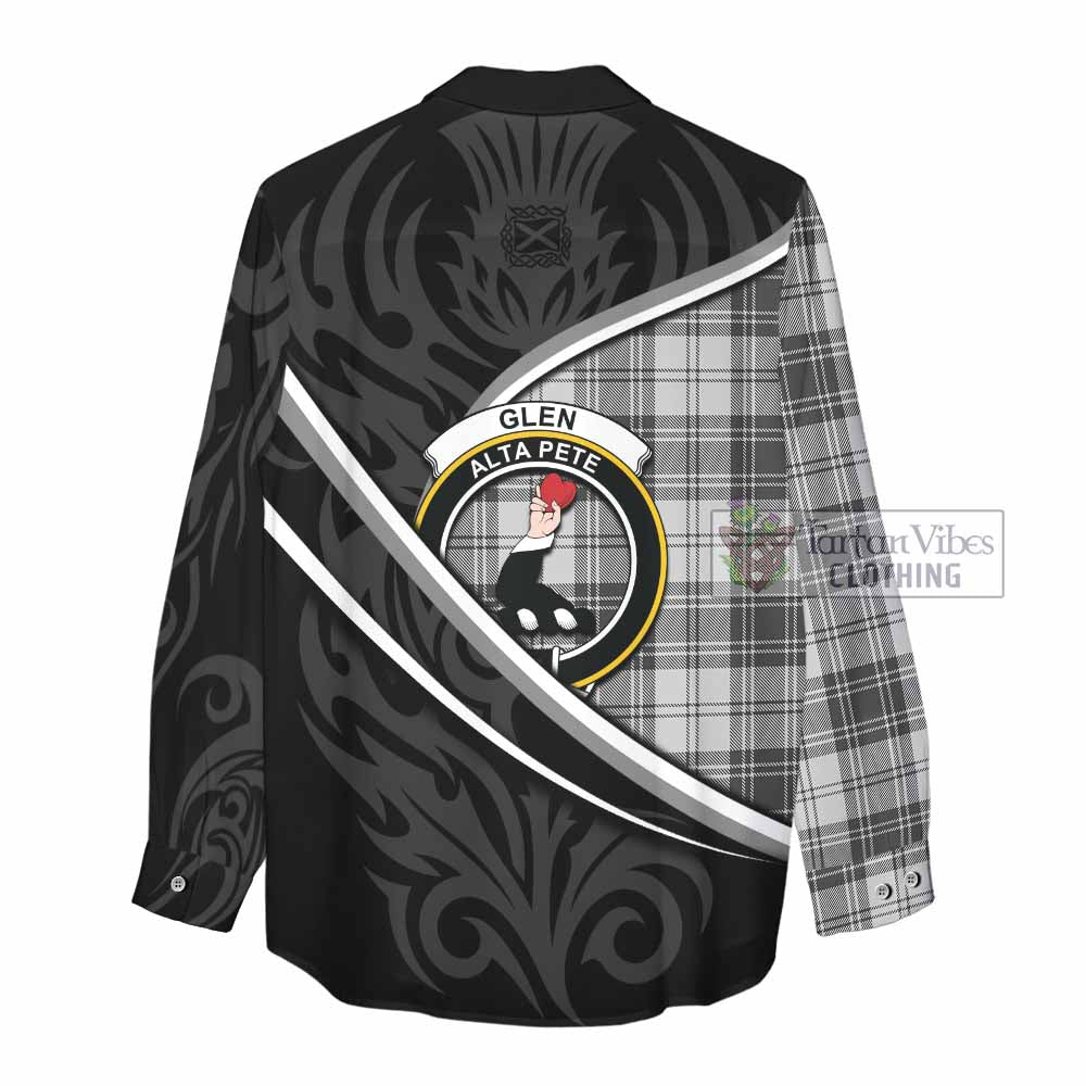 Glen Tartan Family Crest Women Casual Shirt Celtic Scottish Thistle Floral - Tartan Vibes Clothing