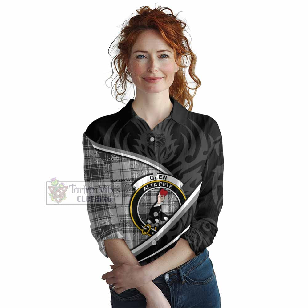 Glen Tartan Family Crest Women Casual Shirt Celtic Scottish Thistle Floral - Tartan Vibes Clothing
