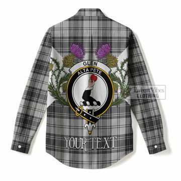 Glen Tartan Family Crest Women Casual Shirt Scottish Burns Night Thistle Floral