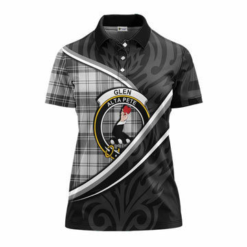 Glen Tartan Family Crest Women's Polo Shirt Celtic Scottish Thistle Floral