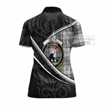 Glen Tartan Family Crest Women's Polo Shirt Celtic Scottish Thistle Floral