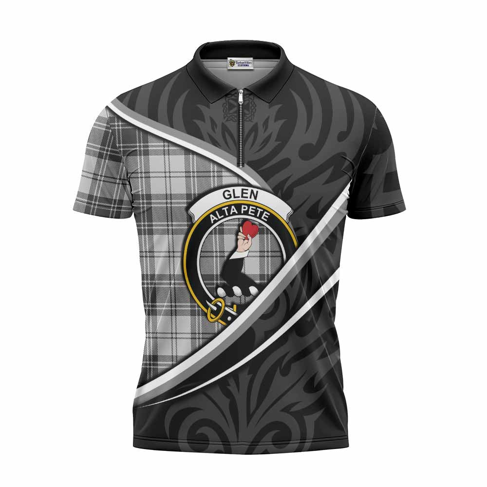 Glen Tartan Family Crest Zipper Polo Shirt Celtic Scottish Thistle Floral - Tartan Vibes Clothing