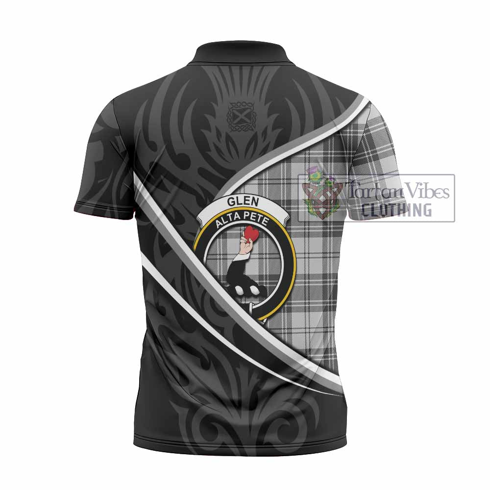 Glen Tartan Family Crest Zipper Polo Shirt Celtic Scottish Thistle Floral - Tartan Vibes Clothing