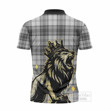 Glen Tartan Family Crest Zipper Polo Shirt Crowned Lion Roaring