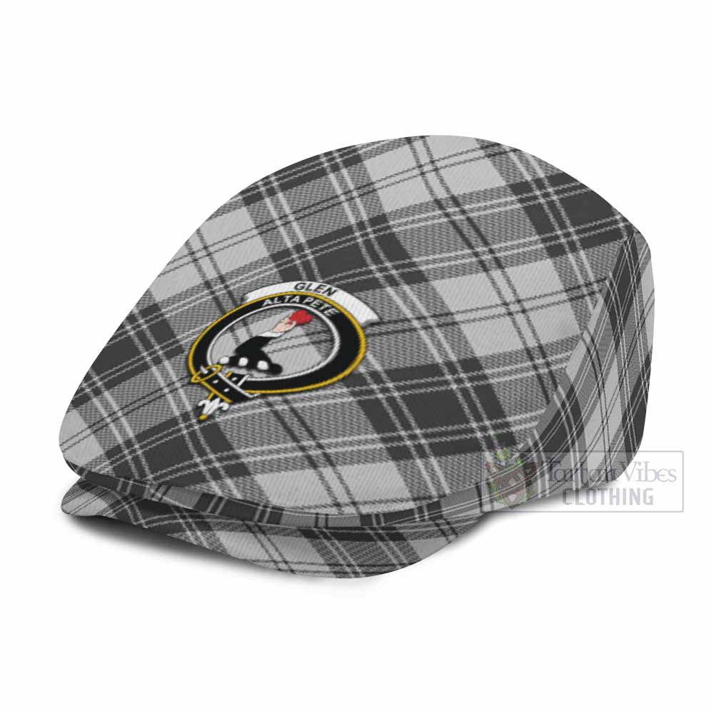 Glen Tartan Flat Cap, Jeff Cap Cross Style with Family Crest - Tartan Vibes Clothing