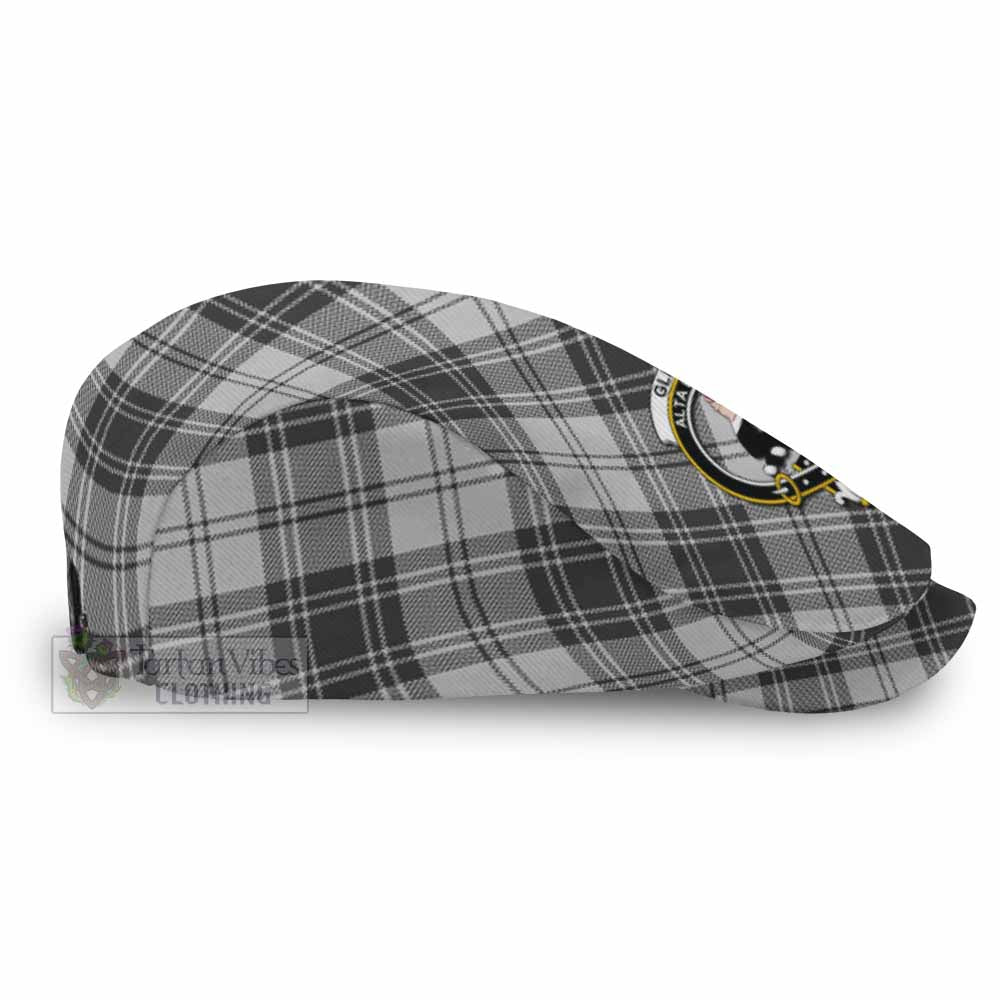 Glen Tartan Flat Cap, Jeff Cap Cross Style with Family Crest - Tartan Vibes Clothing