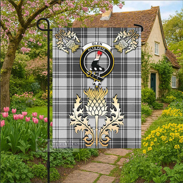 Glen Tartan Garden Flag with Golden Regal Scottish Thistle Emblem - Tartan Vibes Clothing