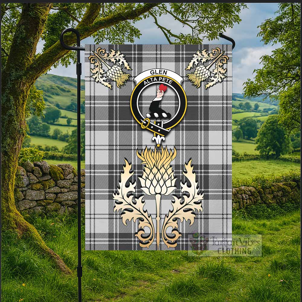 Glen Tartan Garden Flag with Golden Regal Scottish Thistle Emblem - Tartan Vibes Clothing
