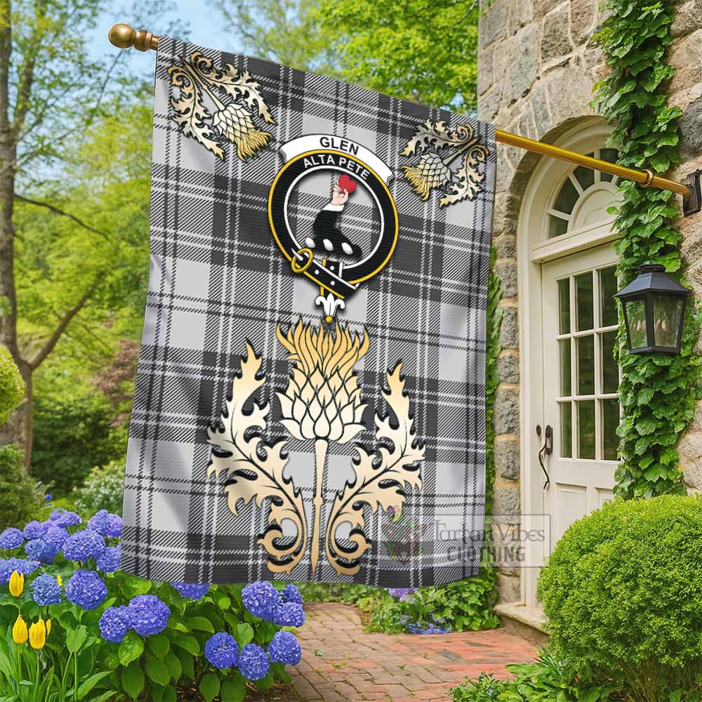 Glen Tartan Garden Flag with Golden Regal Scottish Thistle Emblem - Tartan Vibes Clothing