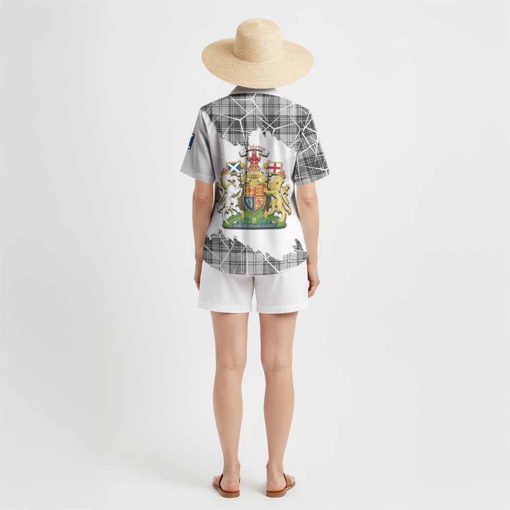 Glen Tartan Hawaiian Shirt with Family Crest and Lion Rampant Grunge Style