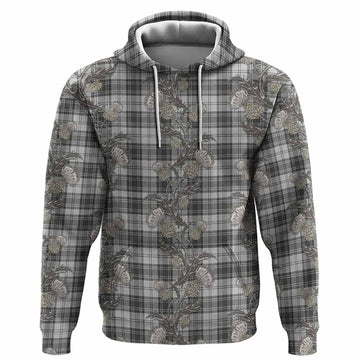 Glen Tartan Hoodie Seamless Scottish Thistle Flowers