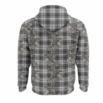 Glen Tartan Hoodie Seamless Scottish Thistle Flowers