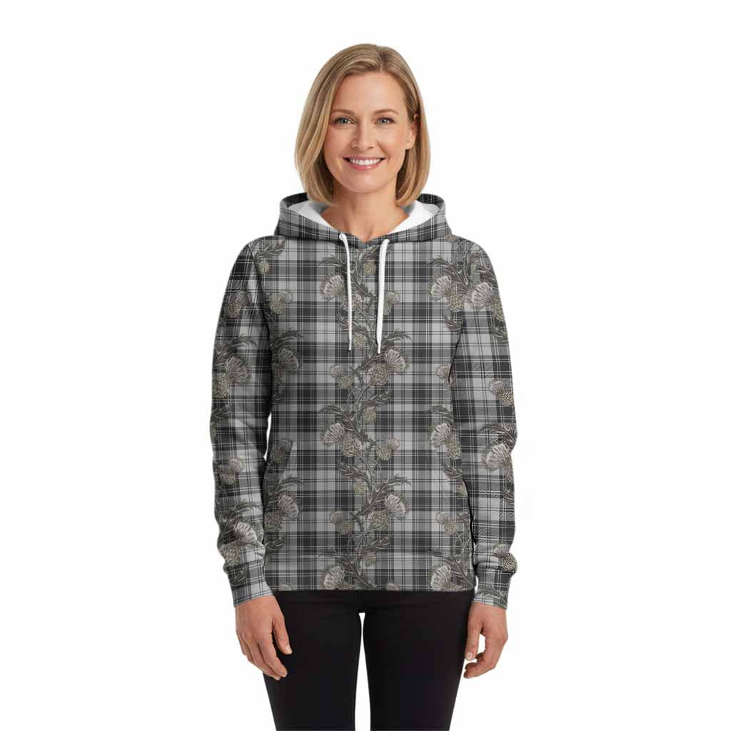 Glen Tartan Hoodie Seamless Scottish Thistle Flowers