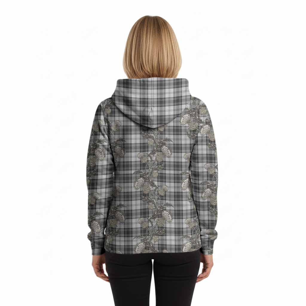 Glen Tartan Hoodie Seamless Scottish Thistle Flowers