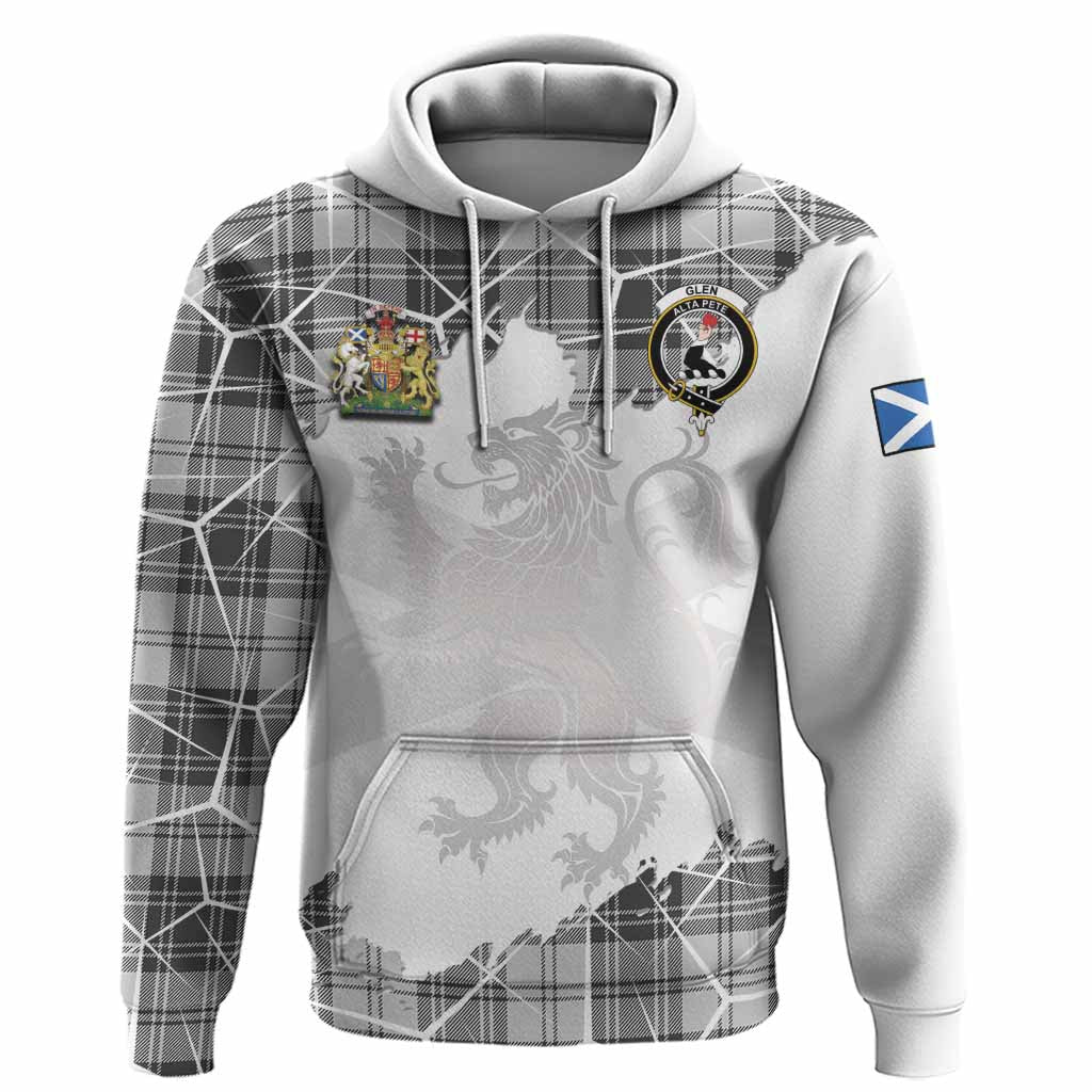 Glen Tartan Hoodie with Family Crest and Lion Rampant Grunge Style