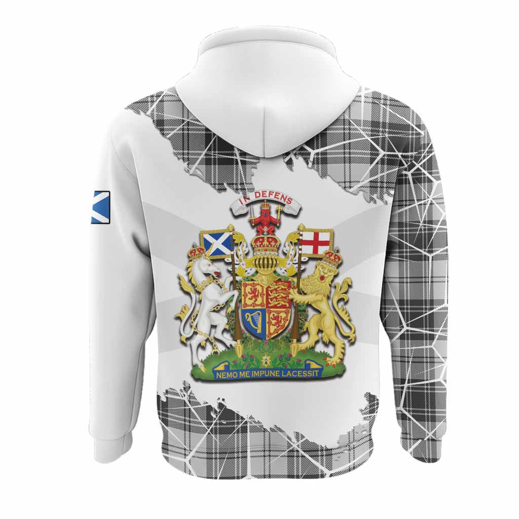 Glen Tartan Hoodie with Family Crest and Lion Rampant Grunge Style