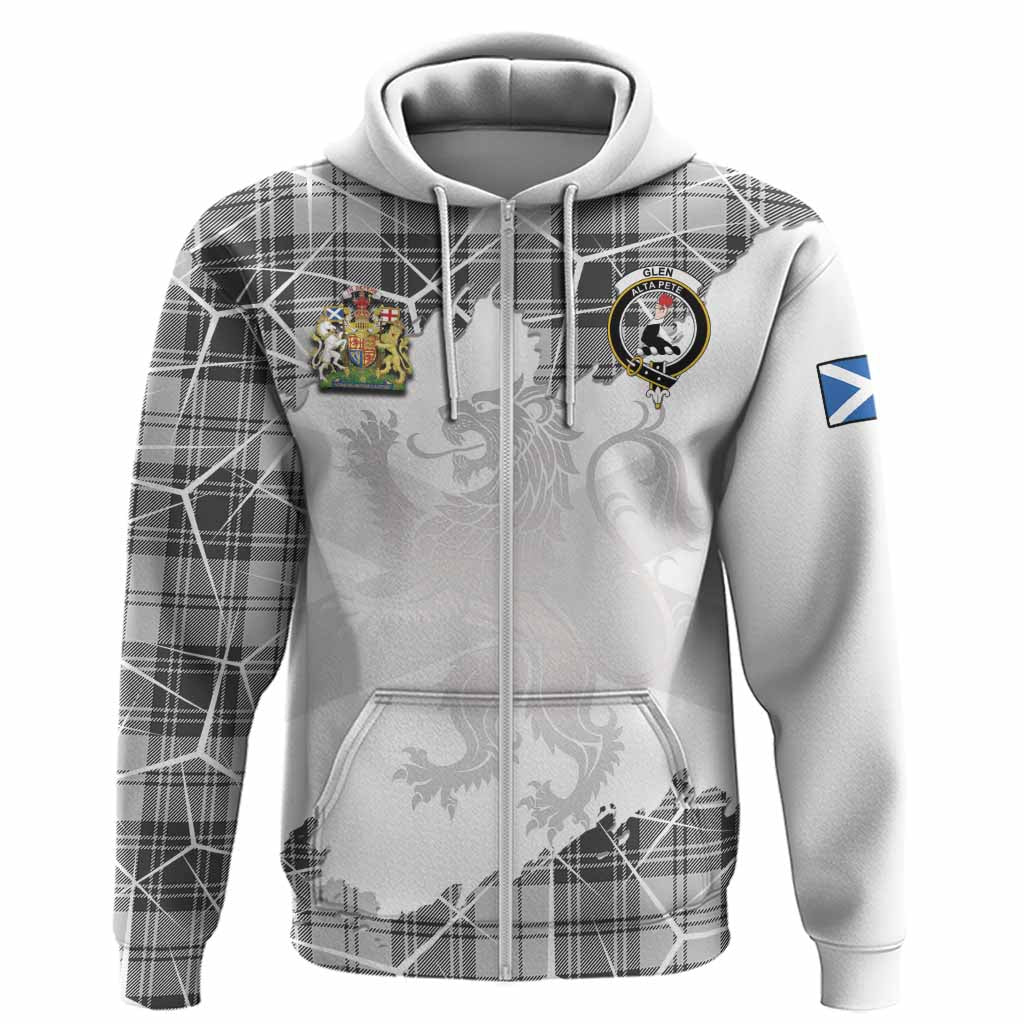 Glen Tartan Hoodie with Family Crest and Lion Rampant Grunge Style
