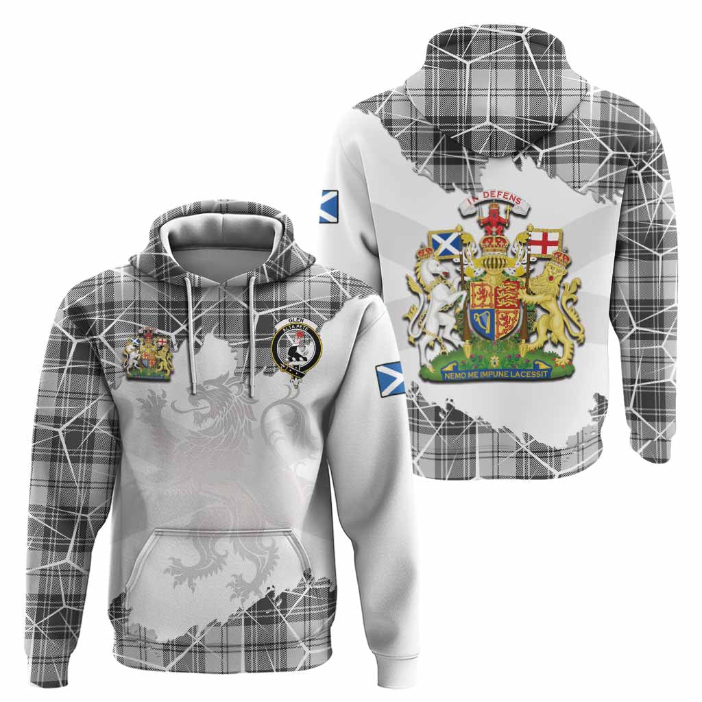 Glen Tartan Hoodie with Family Crest and Lion Rampant Grunge Style