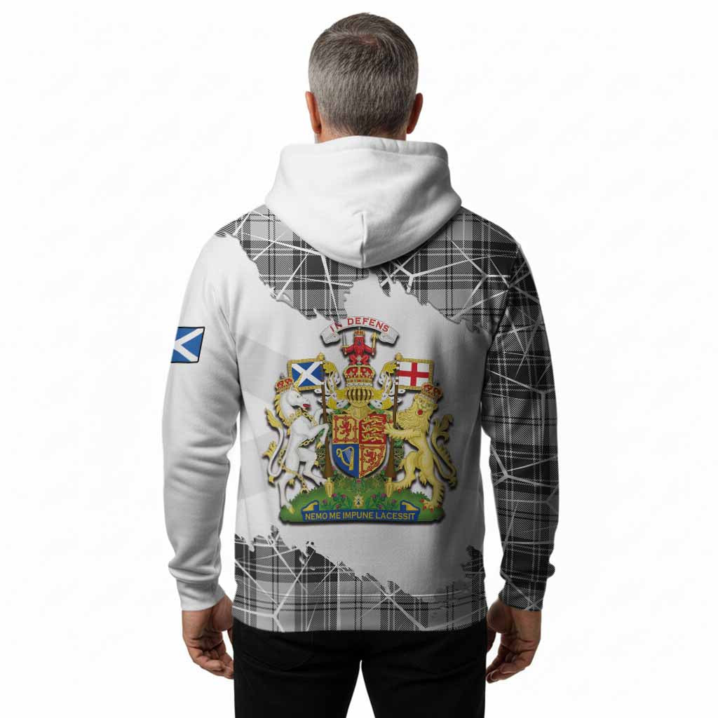 Glen Tartan Hoodie with Family Crest and Lion Rampant Grunge Style
