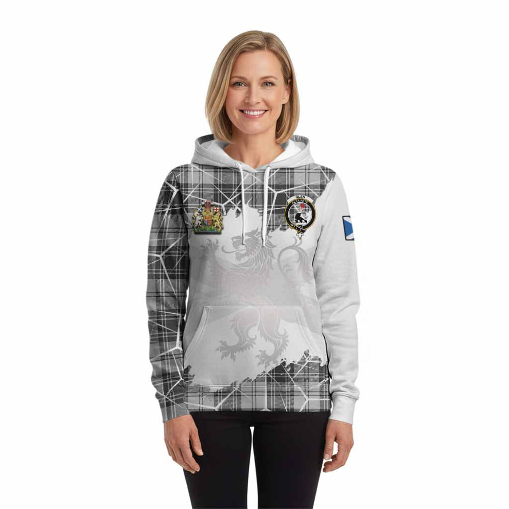 Glen Tartan Hoodie with Family Crest and Lion Rampant Grunge Style