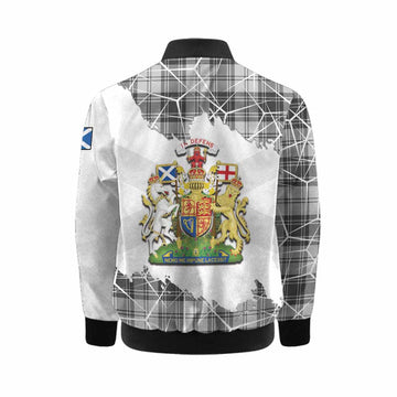 Glen Tartan Kid Bomber Jacket with Family Crest and Lion Rampant Grunge Style