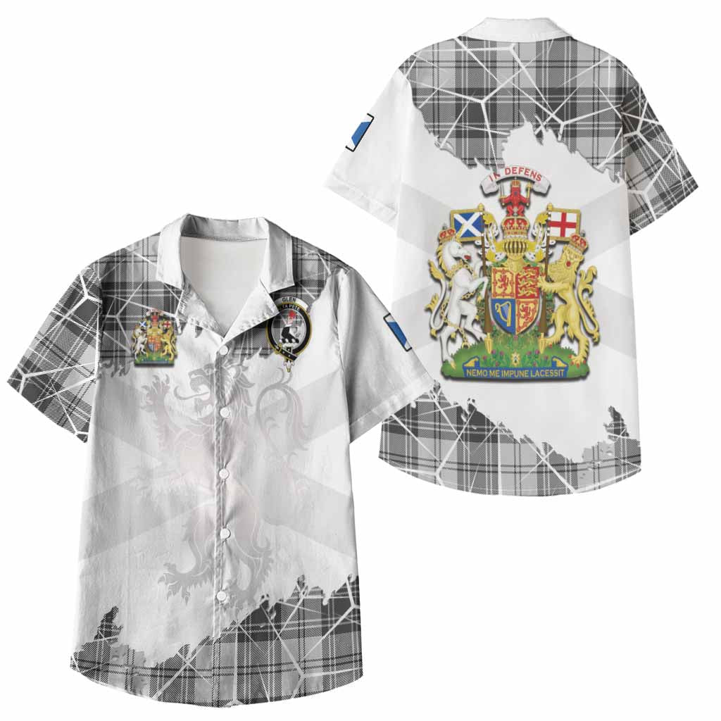 Glen Tartan Kid Hawaiian Shirt with Family Crest and Lion Rampant Grunge Style