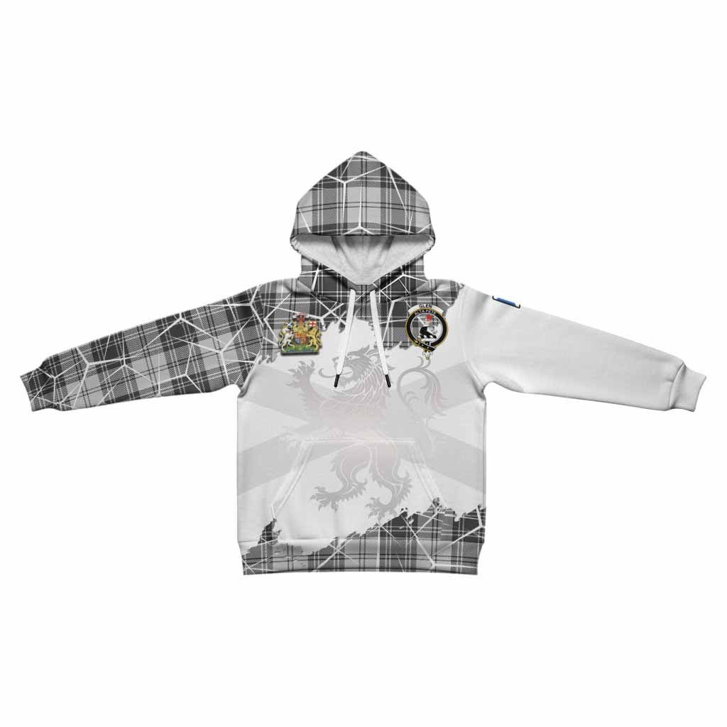 Glen Tartan Kid Hoodie with Family Crest and Lion Rampant Grunge Style