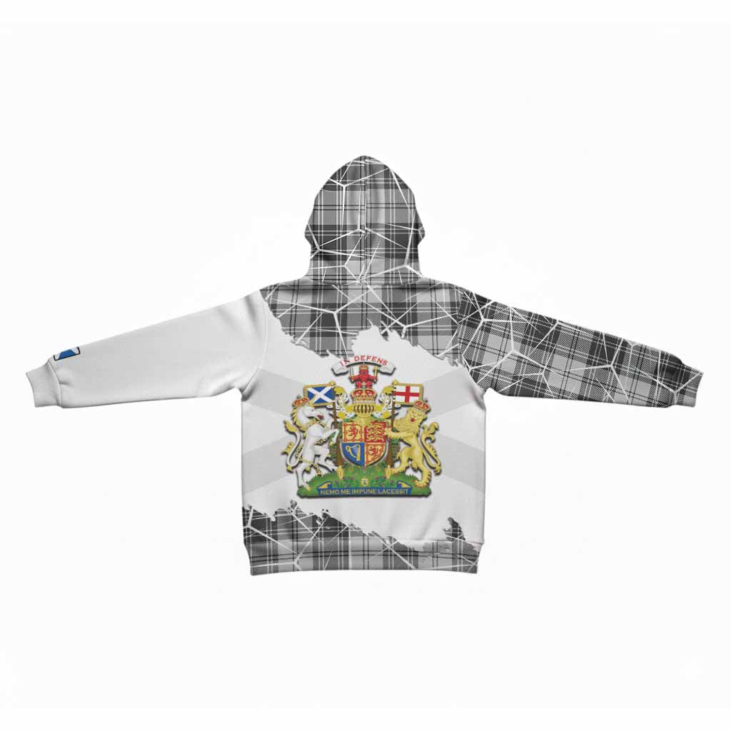 Glen Tartan Kid Hoodie with Family Crest and Lion Rampant Grunge Style