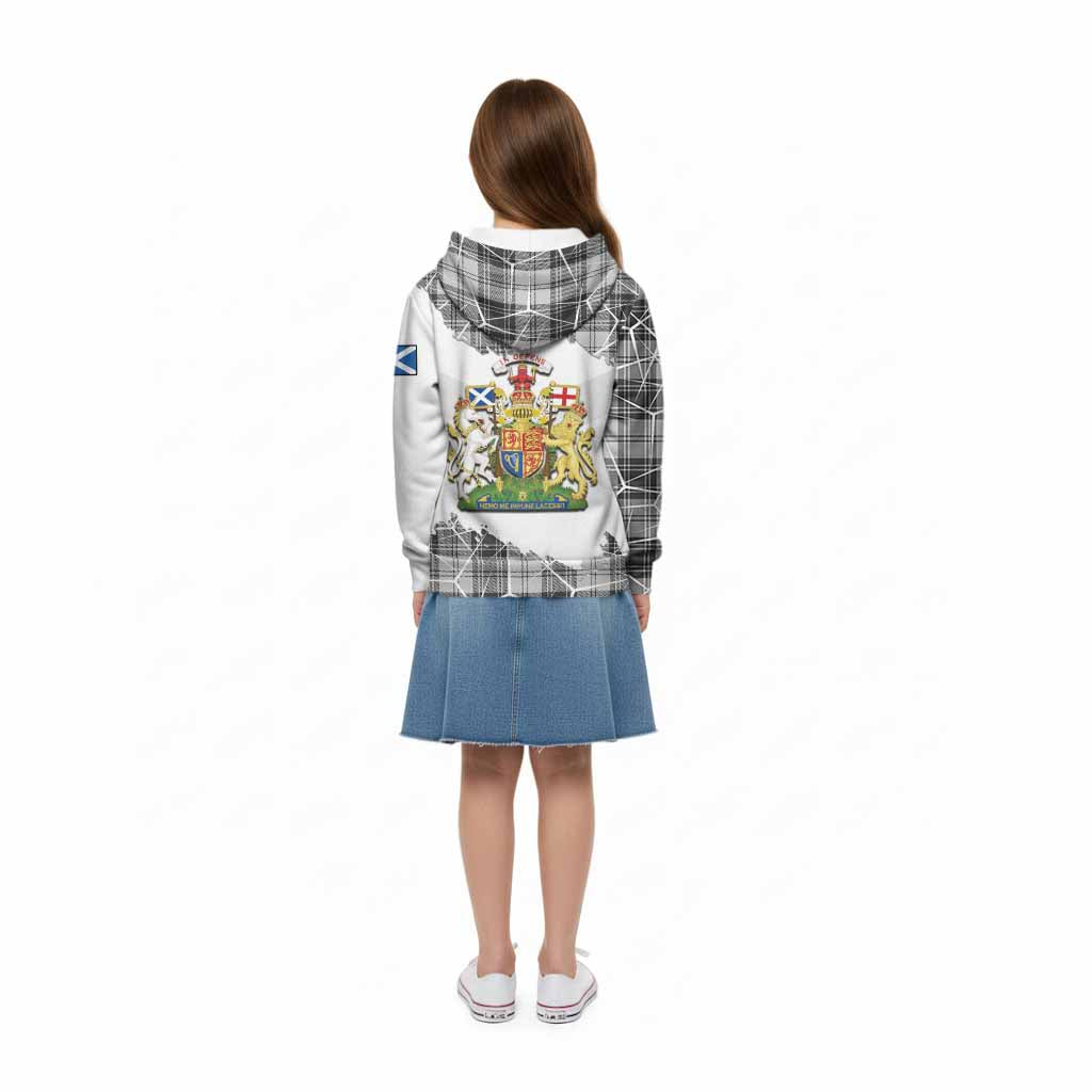 Glen Tartan Kid Hoodie with Family Crest and Lion Rampant Grunge Style