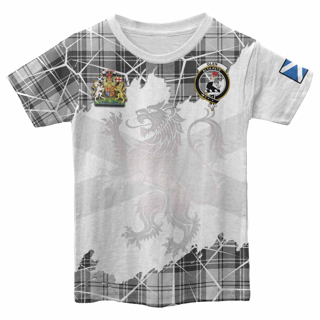Glen Tartan Kid T-shirt with Family Crest and Lion Rampant Grunge Style
