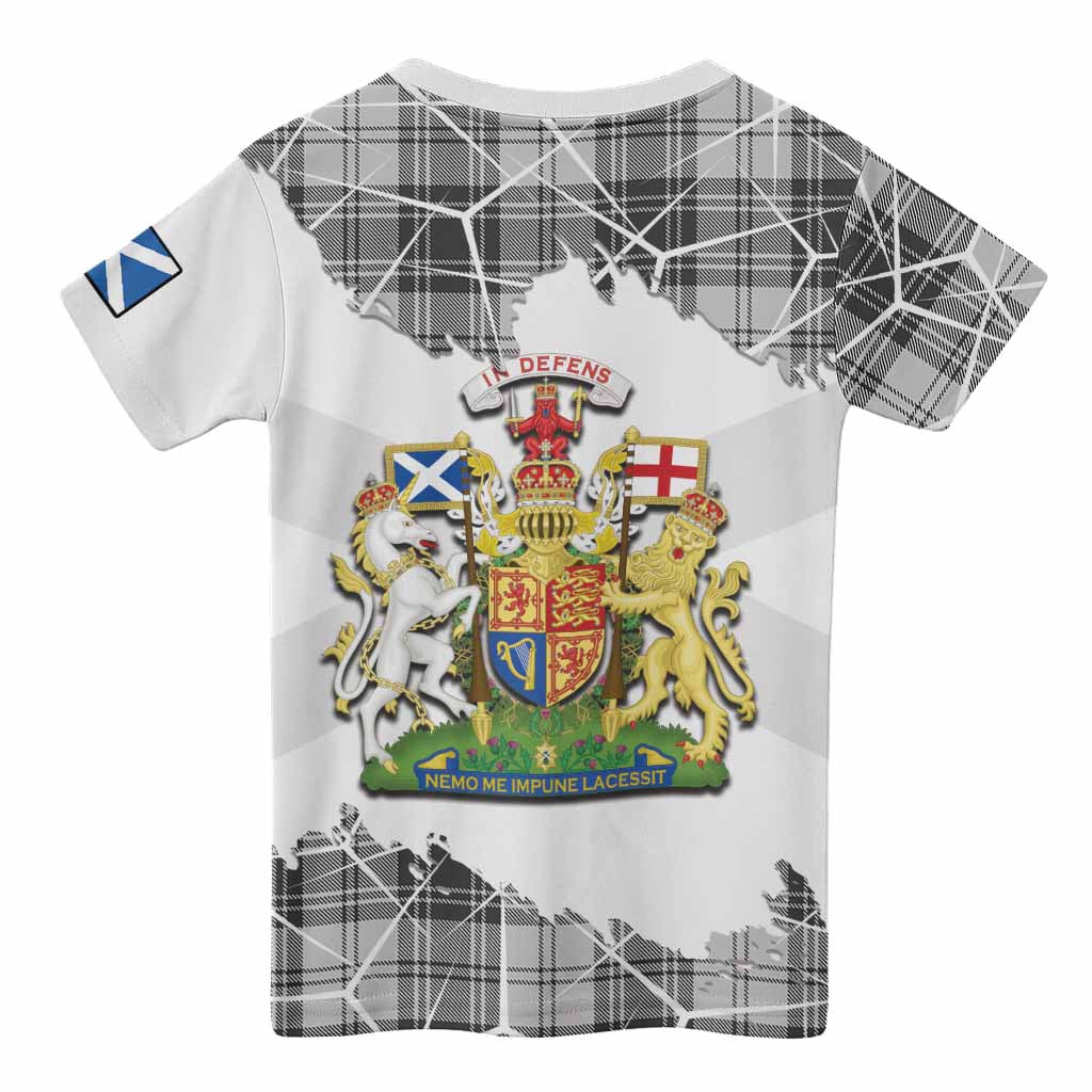 Glen Tartan Kid T-shirt with Family Crest and Lion Rampant Grunge Style