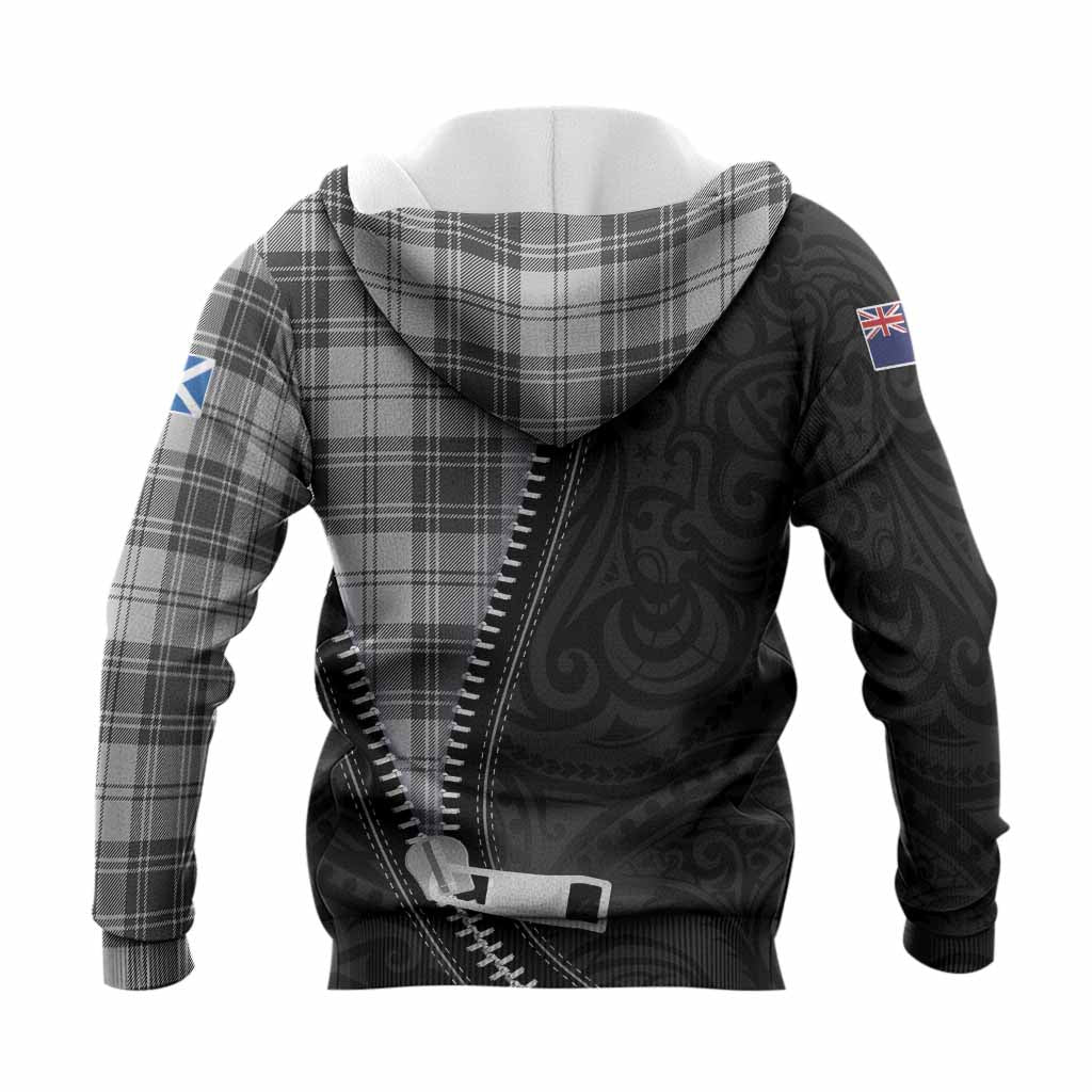 Glen Tartan Knitted Hoodie New Zealand Pattern Unique Zipper Stylized