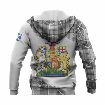 Glen Tartan Knitted Hoodie with Family Crest and Lion Rampant Grunge Style