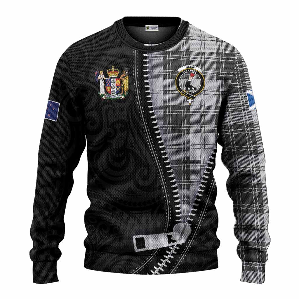 Glen Tartan Knitted Sweater New Zealand Pattern Unique Zipper Stylized