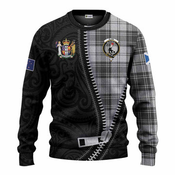 Glen Tartan Knitted Sweater New Zealand Pattern Unique Zipper Stylized