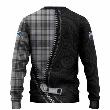 Glen Tartan Knitted Sweater New Zealand Pattern Unique Zipper Stylized
